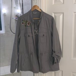 Westport Embroidered Grey Jacket - Cinch Waist 3X